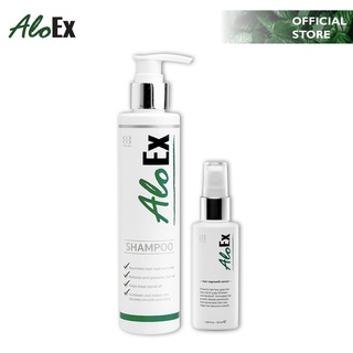 AloEx Original Shampoo + Serum 50 ml เซตแชมพูลดผมขาดร่วง และเซรั่มเพิ่มผมหนา