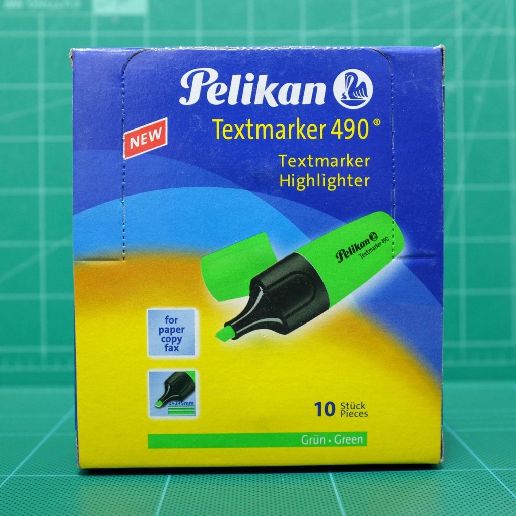 ปากกาเน้นข้อความ ไฮไลท์ สะท้อนแสง พีลีแกน Pelikan Textmarker 490 สีเขียว(1กล่อง/10ด้าม)