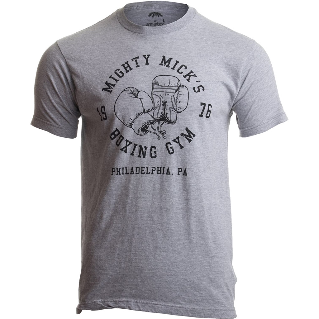 ข้อเสนอพิเศษ มวย Mighty Mick's Boxing Gym 1976 Philadelphia Boxer Vintage Style Gloves T-Shirt teeคอกลม แฟชั่น  ผ้าฝ้ายแ