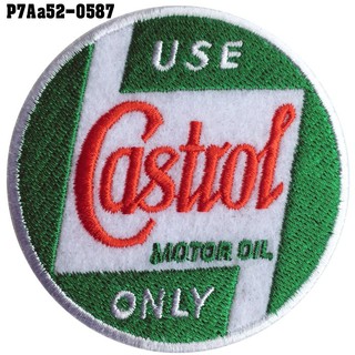 อาร์มปักลาย CASTROL /Size 7*7cm #ปักดำขาวพื้นดำ งานปักราคาดีสมราคา No.P7Aa52-0587 พร้อมส่ง!!!