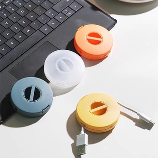 ที่ม้วนเก็บสายหูฟัง สายเคเบิล USB อัตโนมัติ แบบพกพา หมุนได้