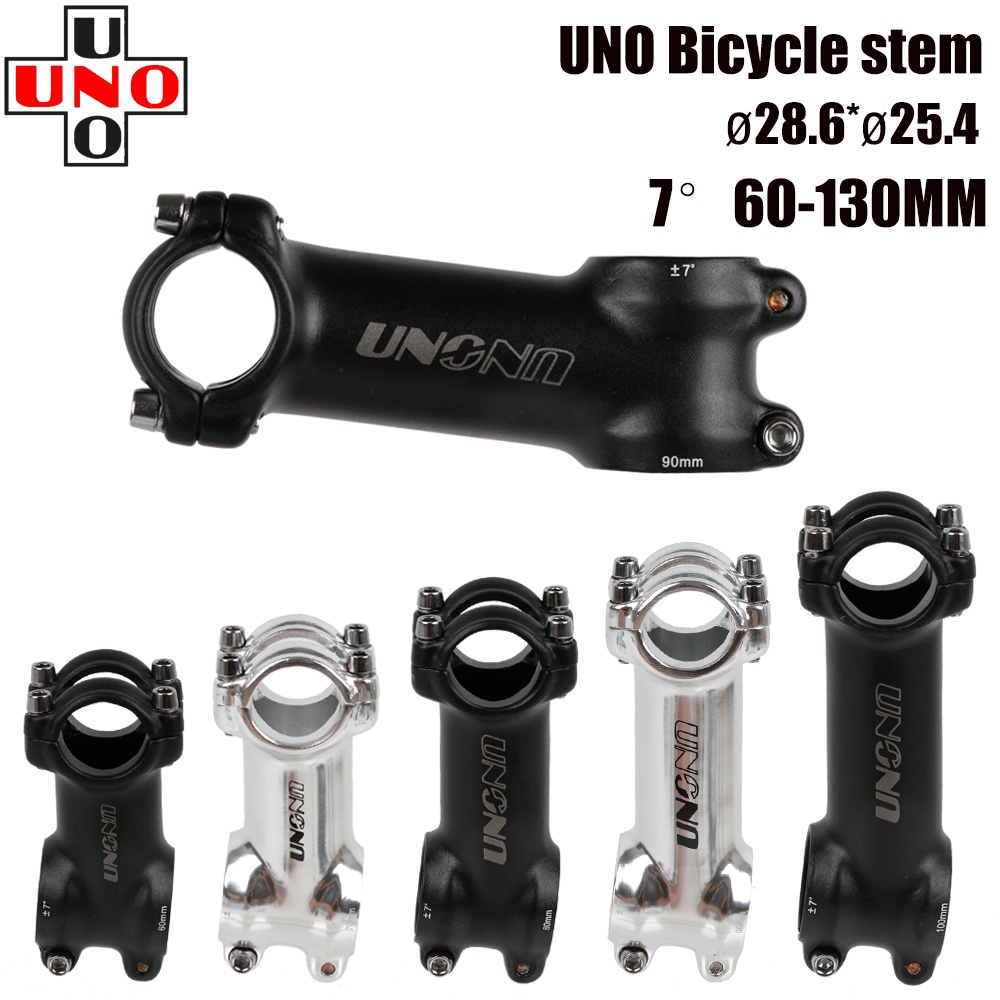 Uno คอแฮนด์รถจักรยาน น้ําหนักเบา 7 17 องศา 28.6 25.4 มม. 60-130 มม. สีเงิน สีดํา สําหรับรถจักรยานเสือภูเขา