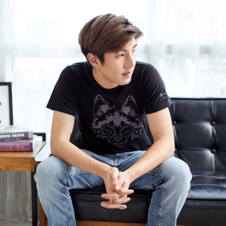 เสื้อยืด Tshirt แขนสั้น ปัก ลายหมาป่า ผ้านิ่ม COTTON 100%