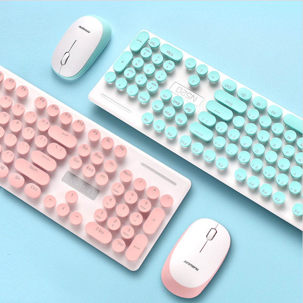 Care Keyboard เม้าส์ คีย์บอร์ด ไร้สาย กันน้ำ ปุ่มลอย สีพาสเทล Wireless