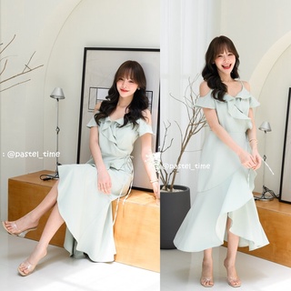 Nella Ruffle Shoulder Dress - สีเขียวมิ้นท์