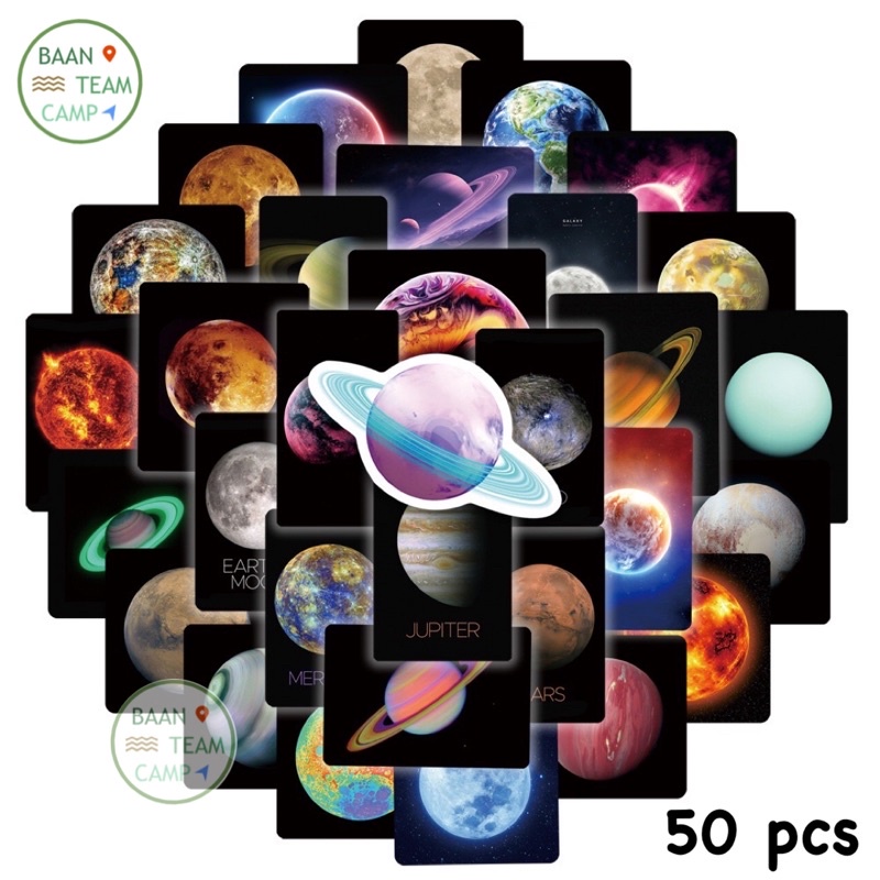 สติ๊กเกอร์ ดวงดาว 214 อวกาศ 50ชิ้น จักรวาล ดาราศาสตร์ galaxy นาซ่า นักบินอวกาศ NASA ยานอวกาศ UFO จรวด ดาว ติด กระเป๋า