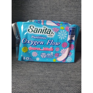 [แผ่นอนามัย 10 ชิ้น / 20 ชิ้น] Sanita Oxygen Flow Pantiliner  แซนนิต้า  แผ่นอนามัย แบบมาตราฐาน 16 CM