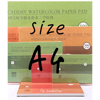 สมุดสีน้ำ เป่าหง A4 หนา 300 แกรม 20 แผ่น BaoHong Academy Watercolor Paper Pad 100%Cotton