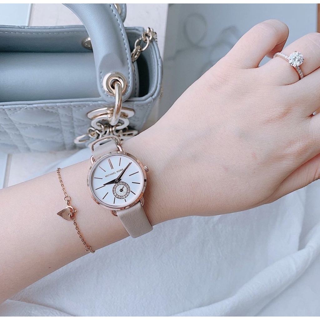 🎀 (สด-ผ่อน) ส่งฟรี นาฬิกา MK 28 มิล MK2752 สายหนังสีครีม 32 มิล MK2842 Michael Kors Women's Watch