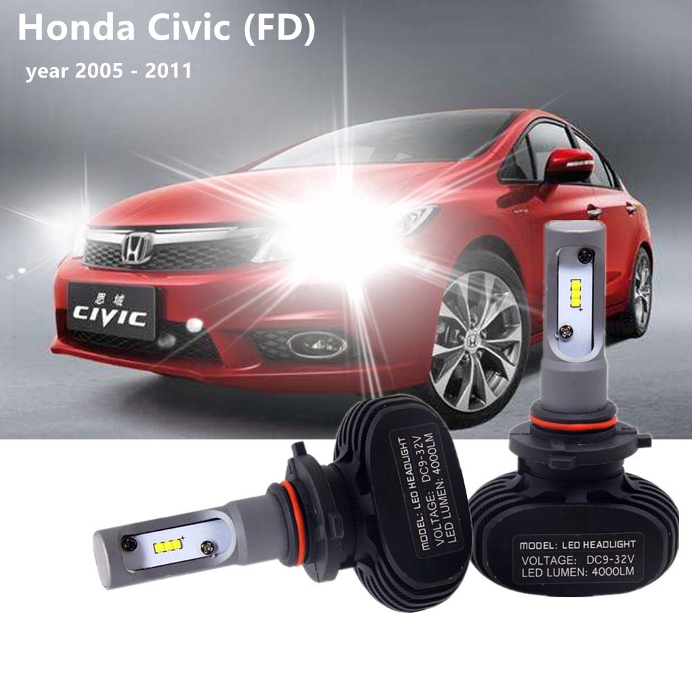 หลอดไฟหน้า LED 9006 2 ชิ้น สําหรับ Honda Civic (FD) 2005-2011