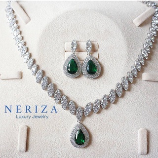 Neriza Jewelry/ชุดเครื่องประดับเพชรสังเคราะห์ ประกายเทียบเท่าเพชรแท้ จัดส่งฟรีพร้อมกล่อง NZC005