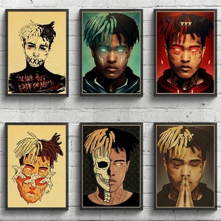 Xxxtentacion โปสเตอร์กระดาษคราฟท์ สไตล์ฮิปฮอป เรโทร สําหรับตกแต่งบ้าน ห้องนอน