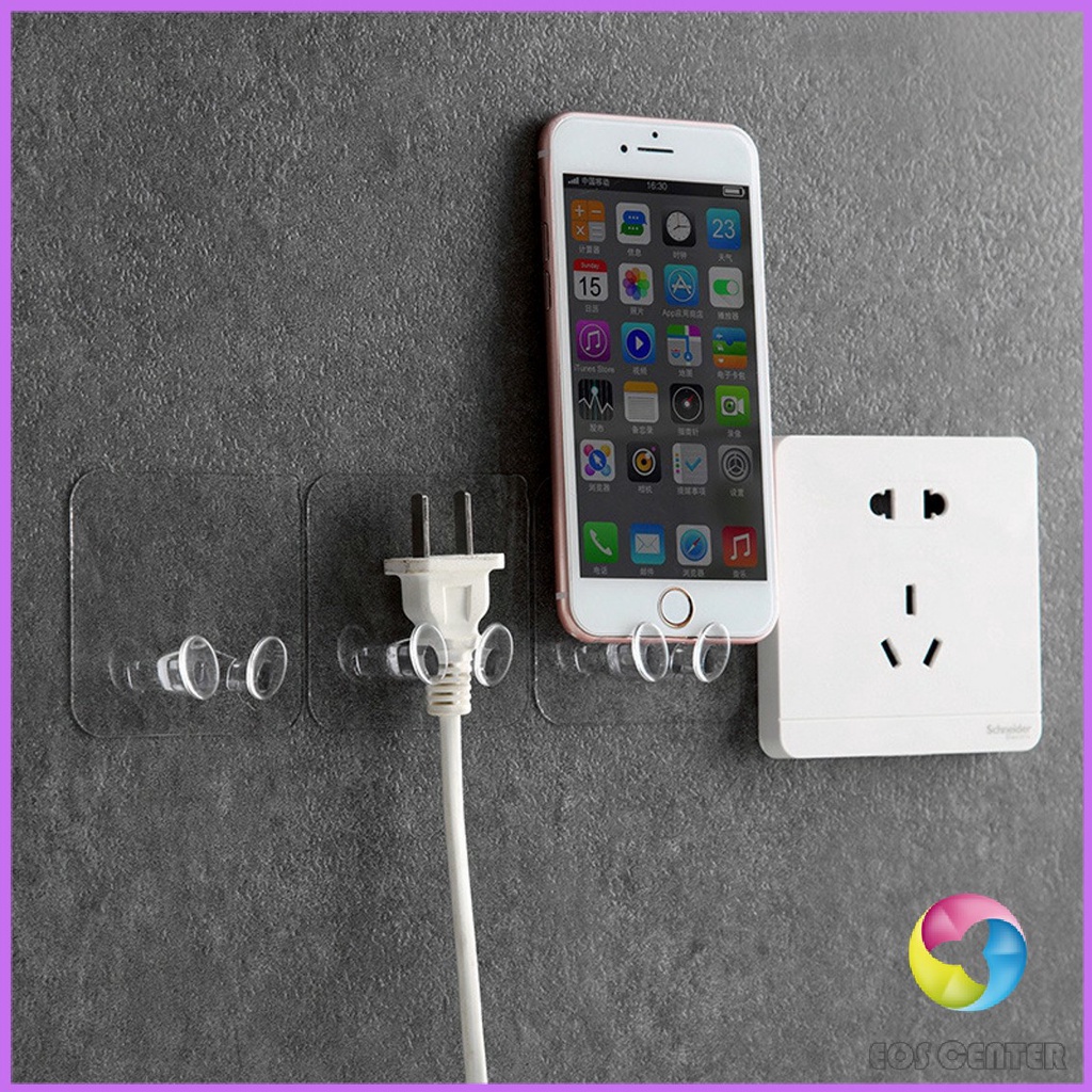 Eos Center Plugs Holder ตะขอ**เขากวาง** แขวนปลั๊ก ตะขอแขวนอเนกประสงค์ ติดผนังแบบใส ไม่ต้องเจาะ