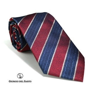 Giorgio Del Sarto Necktie 7.5 cm  Red with Blue Stripe Fabric Texture เนคไทสีน้ำเงินมีเท็กเจอร์ #1