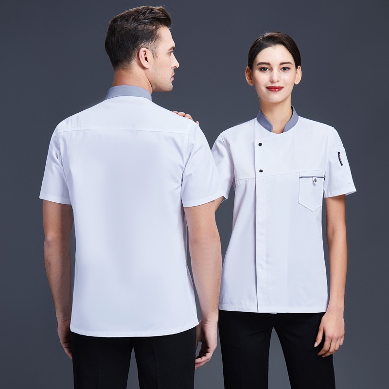 Jinrui Professional Customized Clothing Chef Workwear Mens Short Sleeved Breathable Thin Style 6354