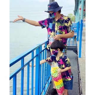 Roaming HR16 เสื้อฮาวาย ผ้าเรยอนญี่ปุ่น เสื้อครอบครัว เด็ก&ผ…
