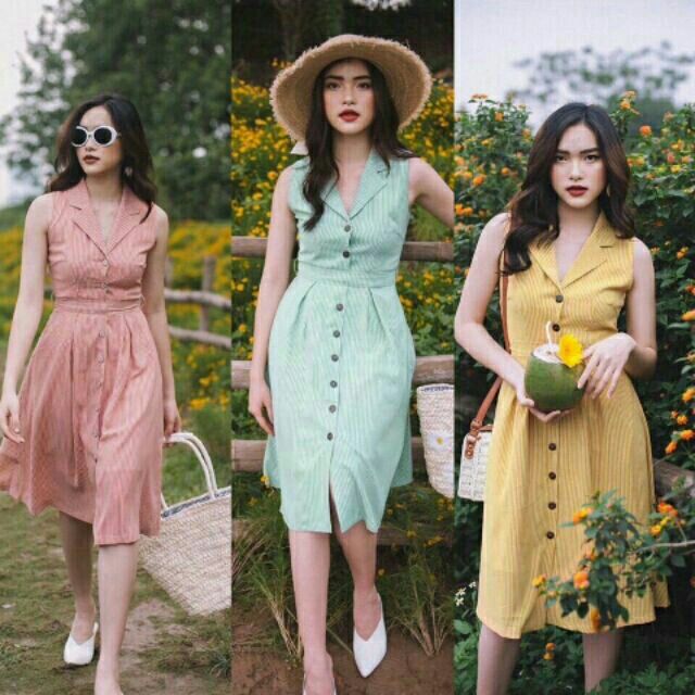 DTB DTB DTB DTB DTB DTB DTB DTB6091311 ชุดเดรสกระดุมลายคอ VEST