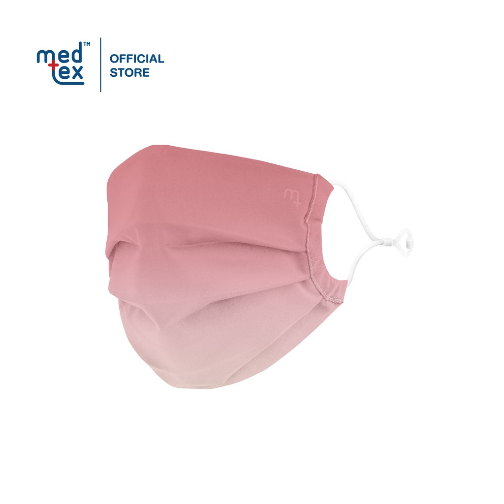 Medtex รุ่น M5U (ไม่มีสายคล้อง) หน้ากากผ้ามัสลิน Tencel Cotton 3 ชั้น พร้อมช่องใส่ฟิลเตอร์ สีชมพูซากุระ