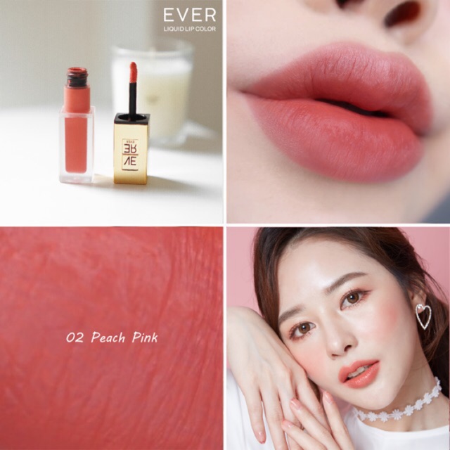 🔥พร้อมส่ง 🚚เก็บเงินปลายทาง ✅🔥02 Peach Pink🍑 ชมพูพีช สีนู้ดชมพูอมส้ม | Ever Cosmetics Lip Matte ลิปแม