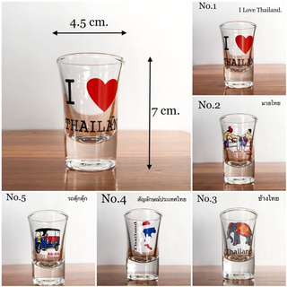 แก้วเป็ก แก้วช็อต shot glass แก้วที่ระลึกSouvenir Thailand ของฝากชาวต่างชาติ แก้วของชำร่วย