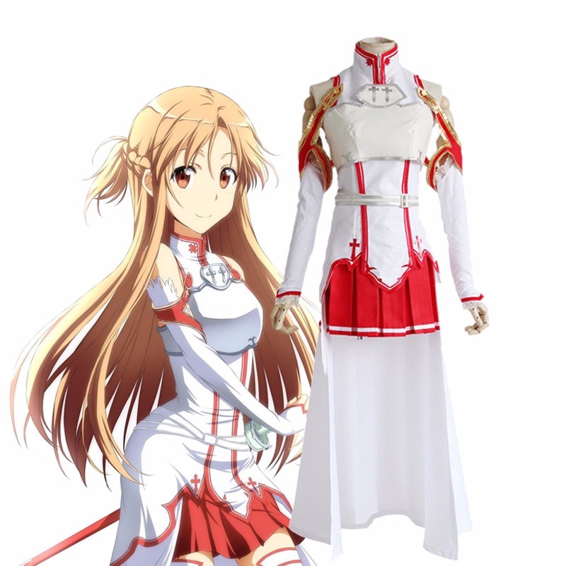New Anime Sword Art Online Asuna Yuuki Cosplay Costume Women