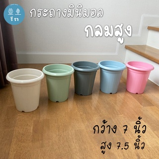 กระถางมินิมอล ทรงกลมสูง กว้าง 7 นิ้ว สูง 7.5 นิ้ว [กระถางต้นไม้ minimal]