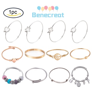 Benecreat กําไลข้อมือ สเตนเลส 304 รูปหัวใจ สีโรสโกลด์ ชุบทอง 1 ชิ้น