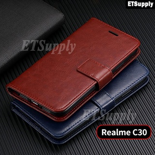 เคสโทรศัพท์มือถือหนัง ฝาพับ พร้อมช่องใส่บัตร ตั้งได้ สําหรับ Realme C30 C30S Narzo 50i Prime