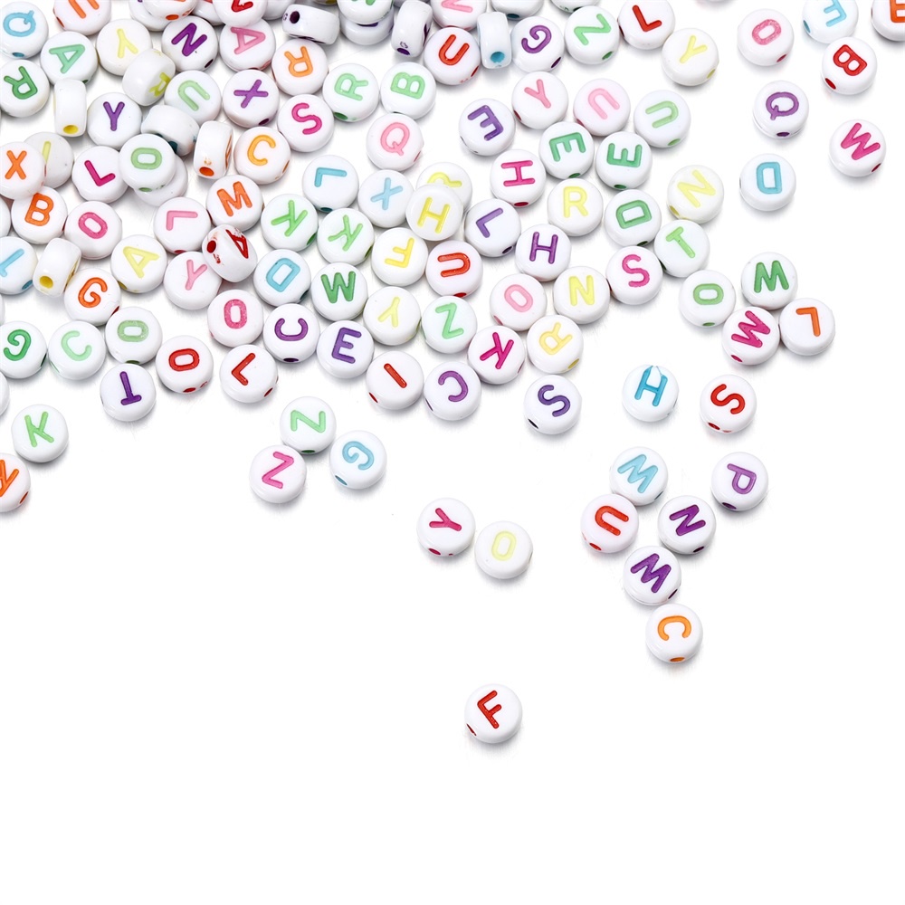 ลูกปัดตัวอักษร  100ชิ้น/แพ็ค อะคริลิค แบบหัวใจ-สีขาว สำหรับDIYจี้เครื่องประดับ - รูปที่ 3