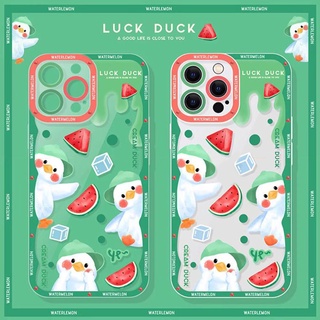 เคสโทรศัพท์ซิลิโคน TPU ใส แบบนิ่ม ลายเป็ดน่ารัก กันกระแทก สําหรับ IPhone 14 13 12 11 Pro Max XS XR X 8 7 6S Plus Mini SE 2020 Series