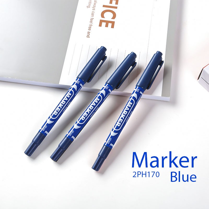 ปากกา Marker หัวปากกาแบบ 2 ทาง ( ไส้สีน้ำเงิน ) ( สามารถลบออกได้ ) ชิ้นละ 4 บาท ✔️พร้อมส่ง ( สุ่มลาย)Ohwowshop  Marker – โปรปัง