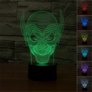 โคมไฟตั้งโต๊ะ LED รูปปีศาจ ไล่โทนสี 3D 7 สี ชาร์จ USB