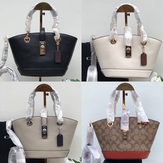 👑ผ่อน0%~แท้100%👑 กระเป๋าสะพาย Coach #C8399 Lane Bucket  หนังแท้ มีหลายสี