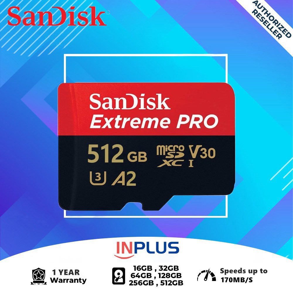 SanDisk Extreme PRO A2 170MB/s Micro SD U3 4K Memory Card 512GB / 256GB / 128GB / 64GB / 32GB / 16GB