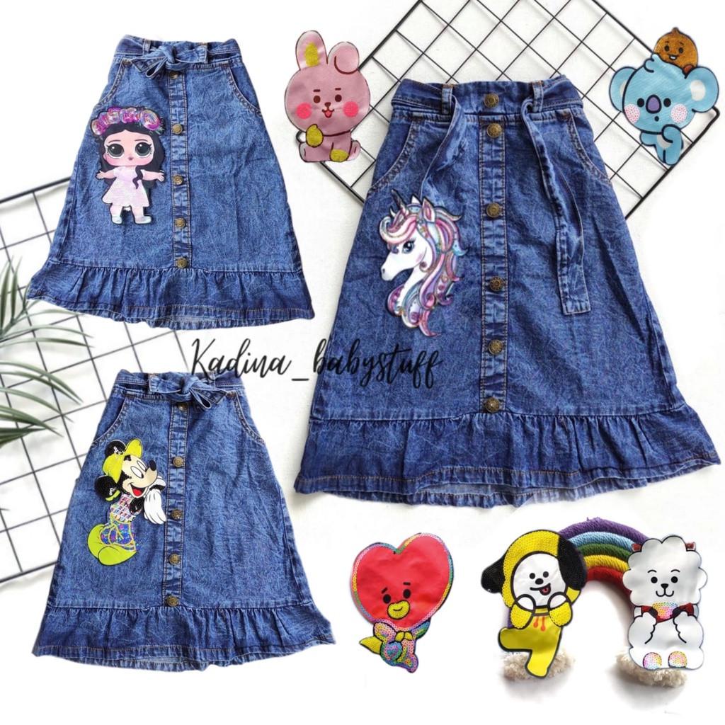 SNOW BLUE LED LOL MINNIE MOUSE CHILDRENS JEANS SKIRT/ GIRLS MUSLIM SKIRT/ GIRLS SKIRT