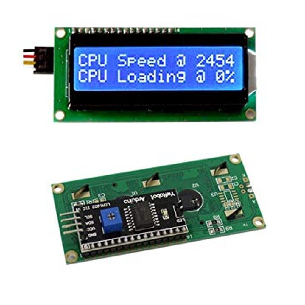 จอ blue LCD 1602 (16x2) แบบ I2C ( สีฟ้า ) ใช้สายข้อมูลเพียง 2 เส้น LCD1602A