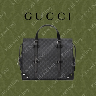 Gucci/ GG/ กระเป๋าโท้ท GG แต่งดีเทลหนัง