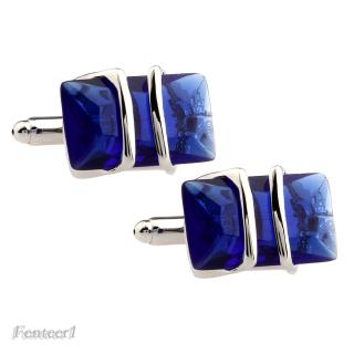 Blue Gemstone Cufflinks Set Mens Wedding Party Cuff Links Shirt Suit Decor