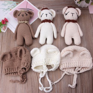 INN❤ Newborn Baby Knit Crochet Bear Hat Cap Costume Photography Props