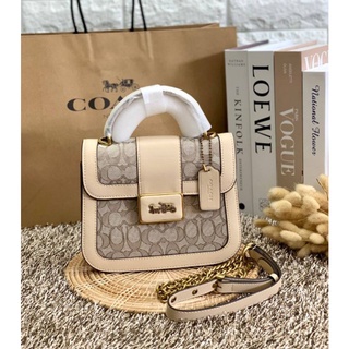 กระเป๋า COACH ALIE TOP HANDLE IN SIGNATURE JACQUARD C4822 แท้💯 ส่งฟรี