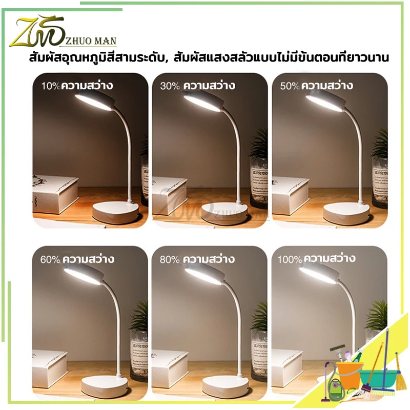 โคมไฟตั้งโต๊ะ LED ปรับระดับได้ พับเก็บได้ thumbnail 6