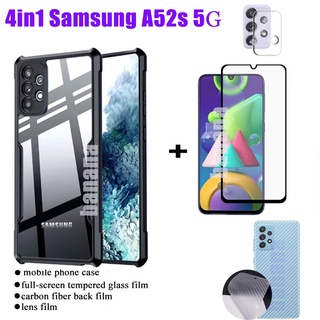 Samsung Galaxy A52S A03S A12 A02S A21 A21S Shockproof Phone Case&amp;tempered glass film&amp;Carbon fiber back film&amp;Camera lens film