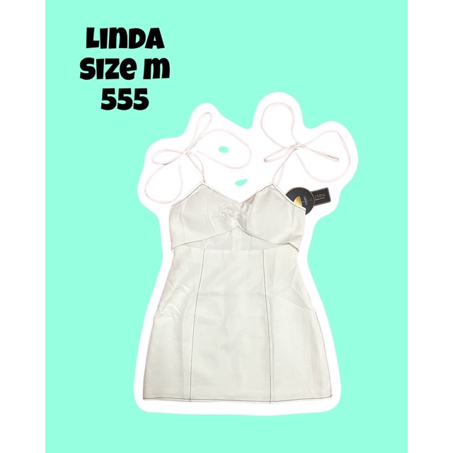 เดรส เว้าอก ผูกไหล่ linda size m มือ1 ป้ายห้อย