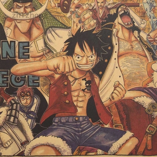 Zhizhong โปสเตอร์กระดาษคราฟท์ ลายตัวละคร One Piece สําหรับตกแต่งบาร์ คาเฟ่