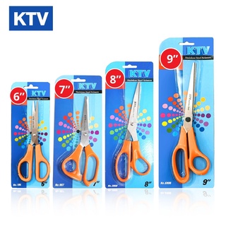 กรรไกร ด้ามส้ม 5 / 6 / 7 / 8 / 9 นิ้ว KTV Stainless Steel Scissors ใช้สำหรับ ตัดกระดาษ ตัดผ้า