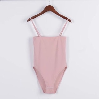 Bodysuit สีชมพู สายเดี่ยว สายปรับระดับได้