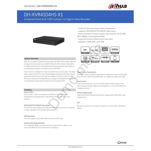Dahuaเครื่องบันทึกภาพDVR4chออกใบกำกับภาษีได้