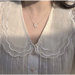 ‼️พร้อมส่ง‼️[N92] สร้อยคอจี้ผีเสื้อ สีขาว
