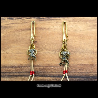 ชุดพวงกุญแจทองเหลือง Styleญี่ปุ่น พร้อมจี้ประดับรูปเสือทอง สายมู-Craft งานหล่อในประเทศไทย เป็นของขวัญความหมายดี-No.02x