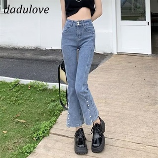 DaDulove💕 New Korean Version Ins Split Jeans High Waist Flared Pants Niche Cropped Pants Fashion Womens Clothing